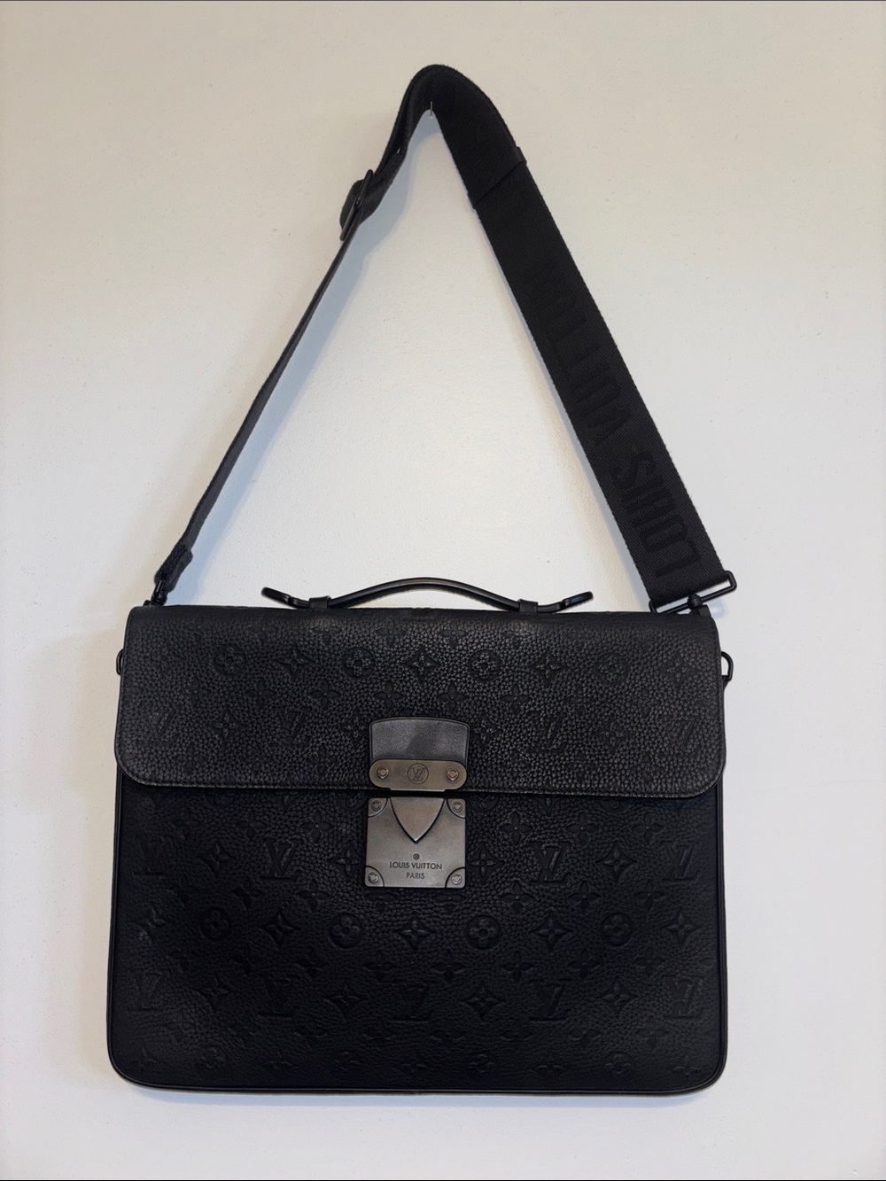Louis Vuitton Black Embossed Monogram Messenger Bag